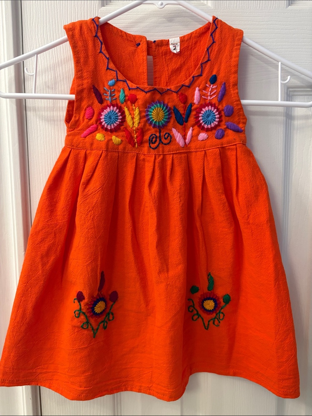 Girls' Jardinita Emb Orange Beautiful Dress Size 2, 100% Cotton, Lost & Found Br